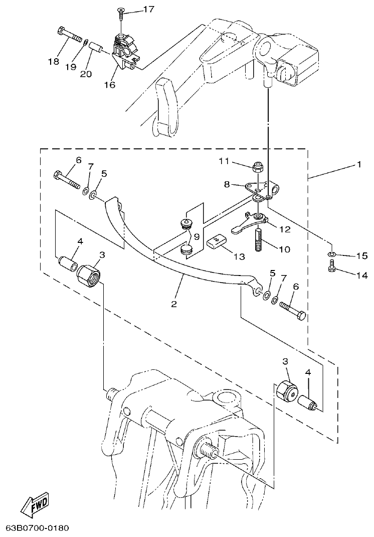 Yamaha 40V, 50H STEERING FRICTION parts diagram