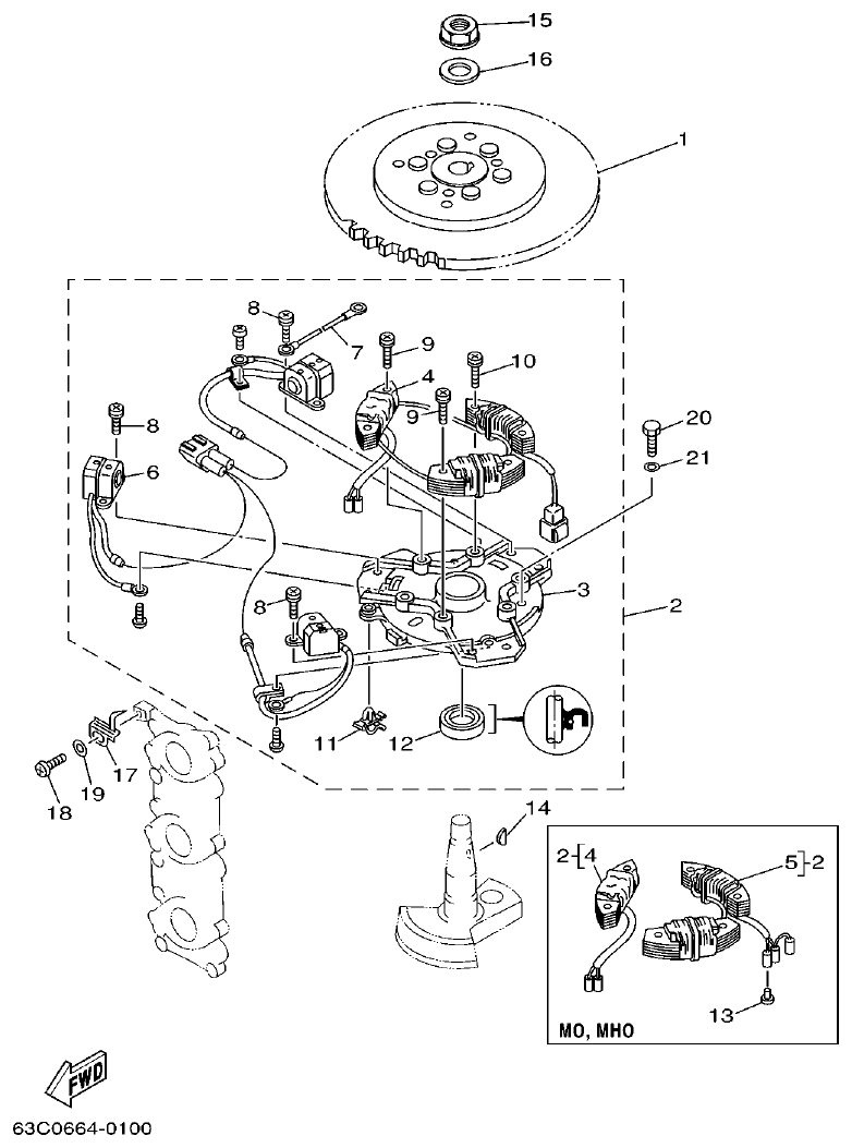 Yamaha 50HMHO GENERATOR parts diagram