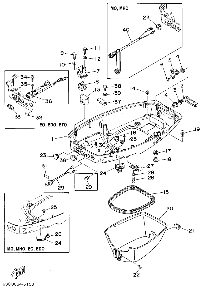 Yamaha 50HMHO BOTTOM COWLING parts diagram