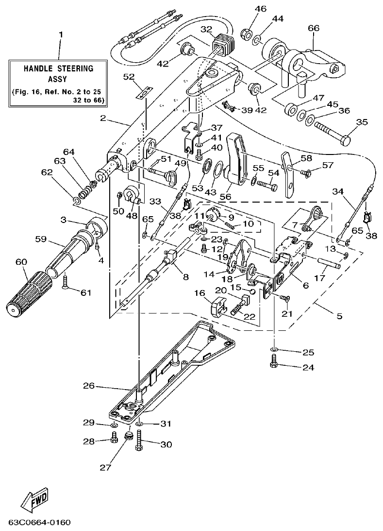 Yamaha 50HMHO STEERING parts diagram