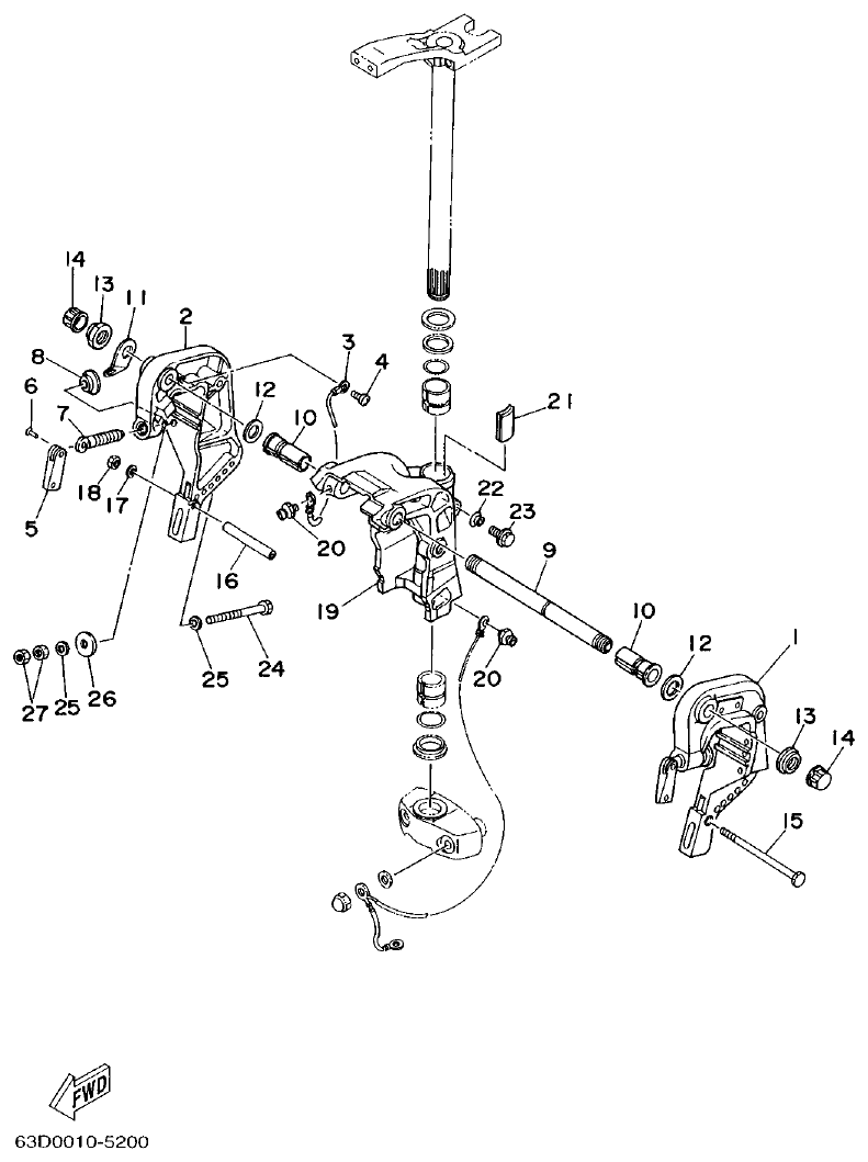 Yamaha 50HMHO BRACKET 2 parts diagram