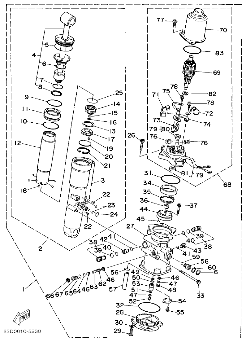 Yamaha 50HMHO POWER TRIM & TILT ASSY parts diagram