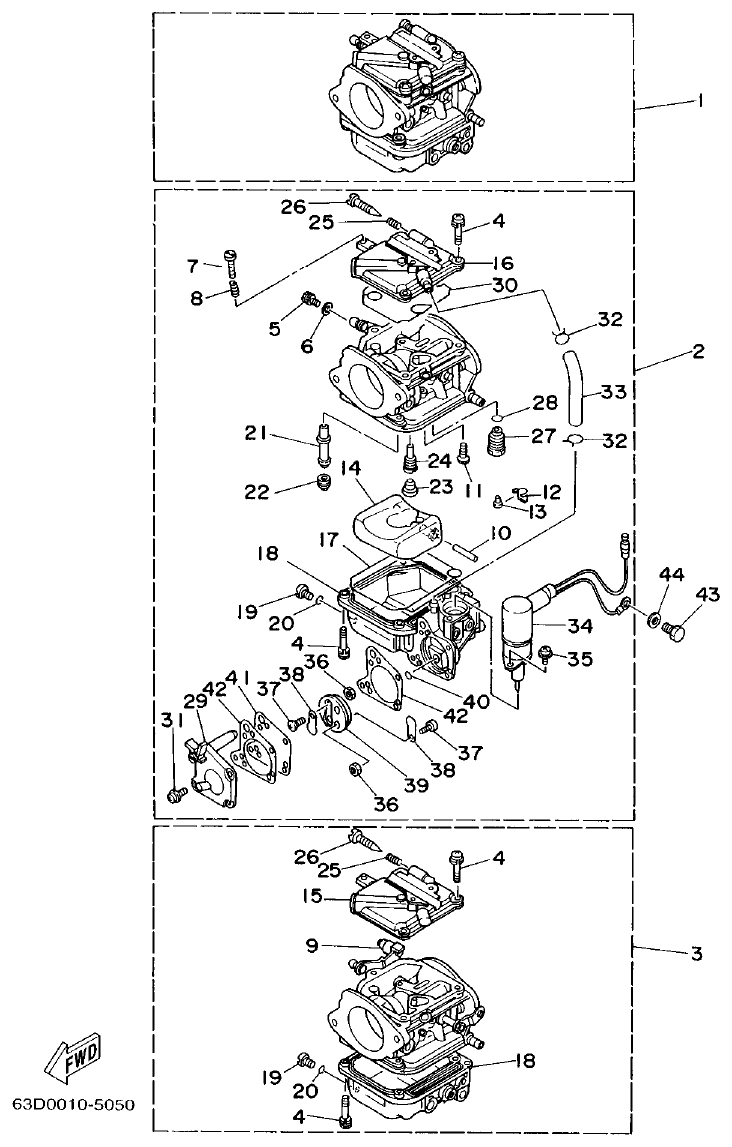 Yamaha 50HMHO CARBURETOR parts diagram