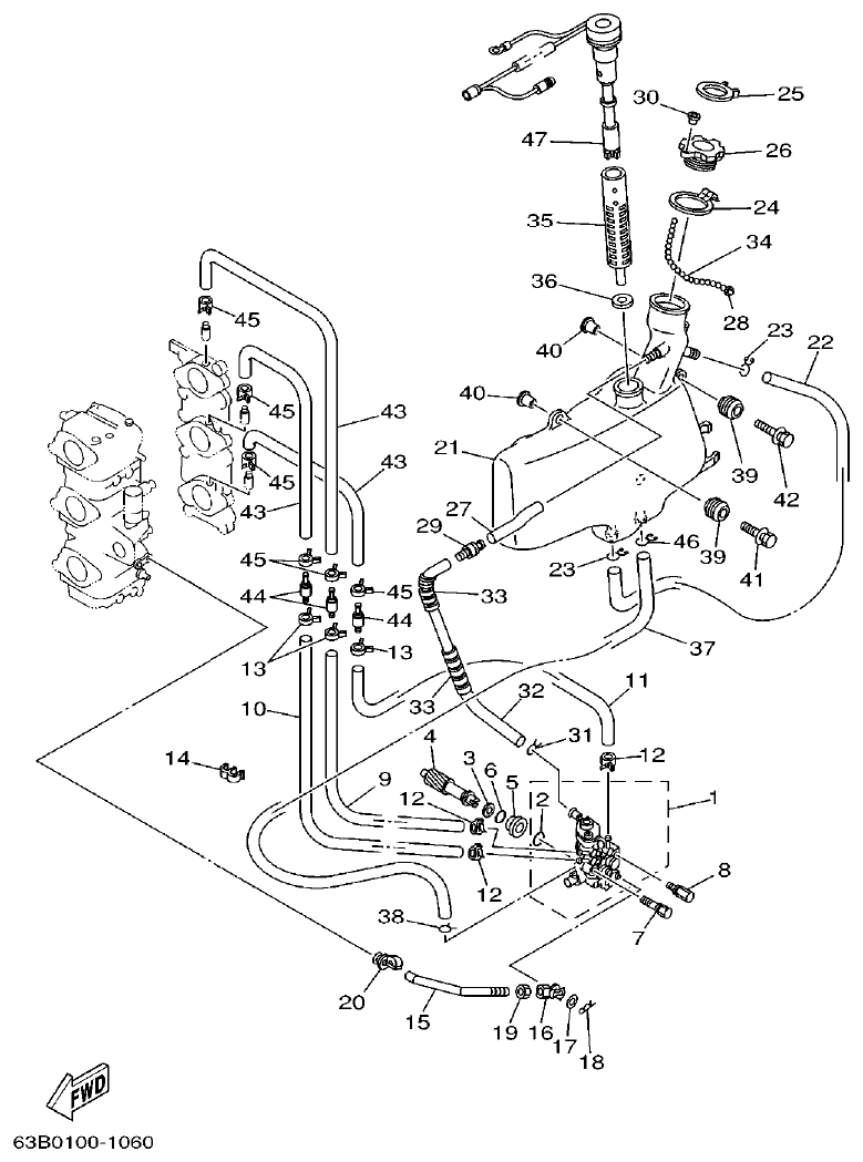 Yamaha 50HMHO OIL PUMP 1 parts diagram