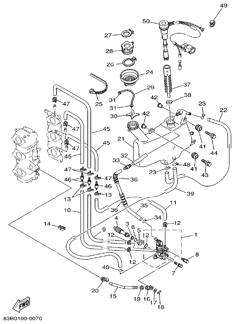 Yamaha 50HMHO OIL PUMP 2 parts diagram