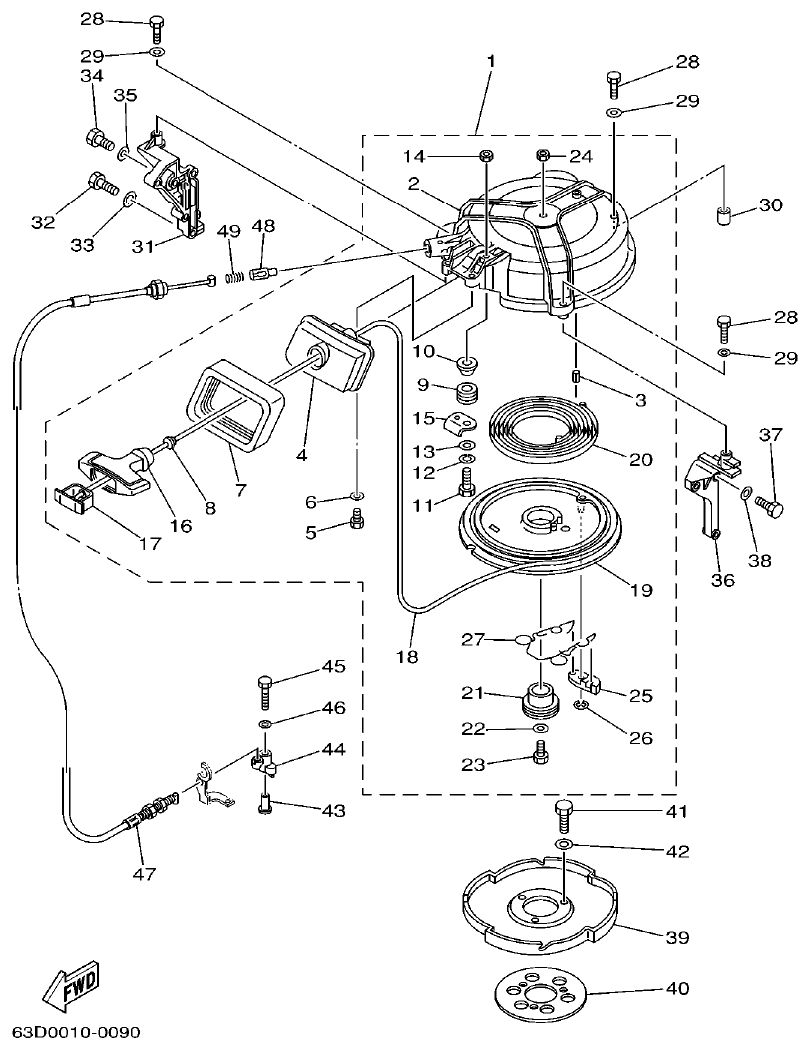Yamaha 50HMHO STARTER parts diagram