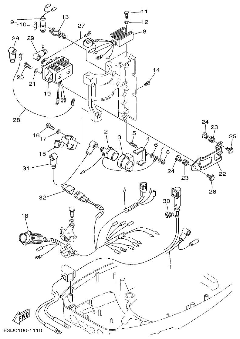 Yamaha 40VMHD, 50HMHD, 50HET ELECTRICAL 2 parts diagram