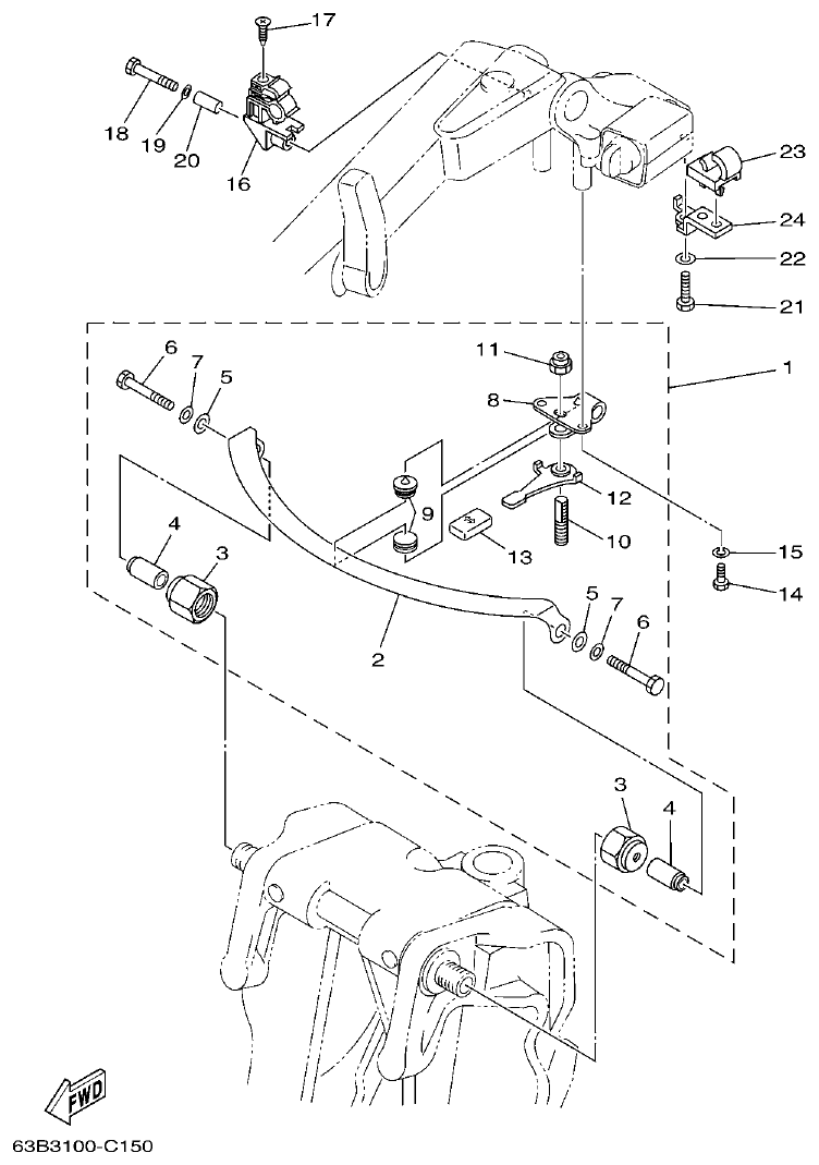 Yamaha 40VMHD, 50HMHD, 50HET STEERING FRICTION parts diagram