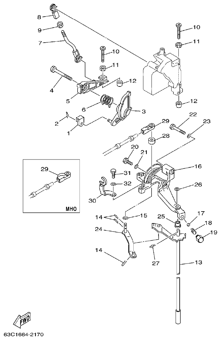 Yamaha 50HMHO CONTROL parts diagram