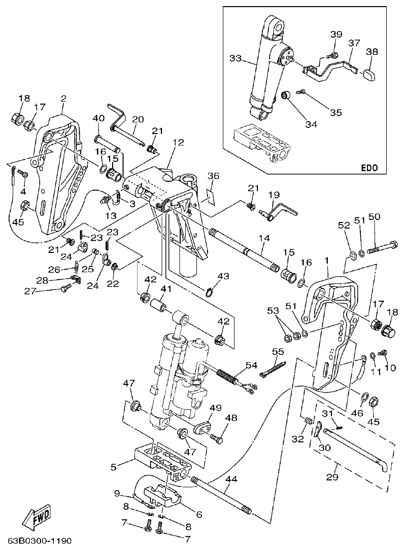 Yamaha 50HMHO BRACKET 1 parts diagram