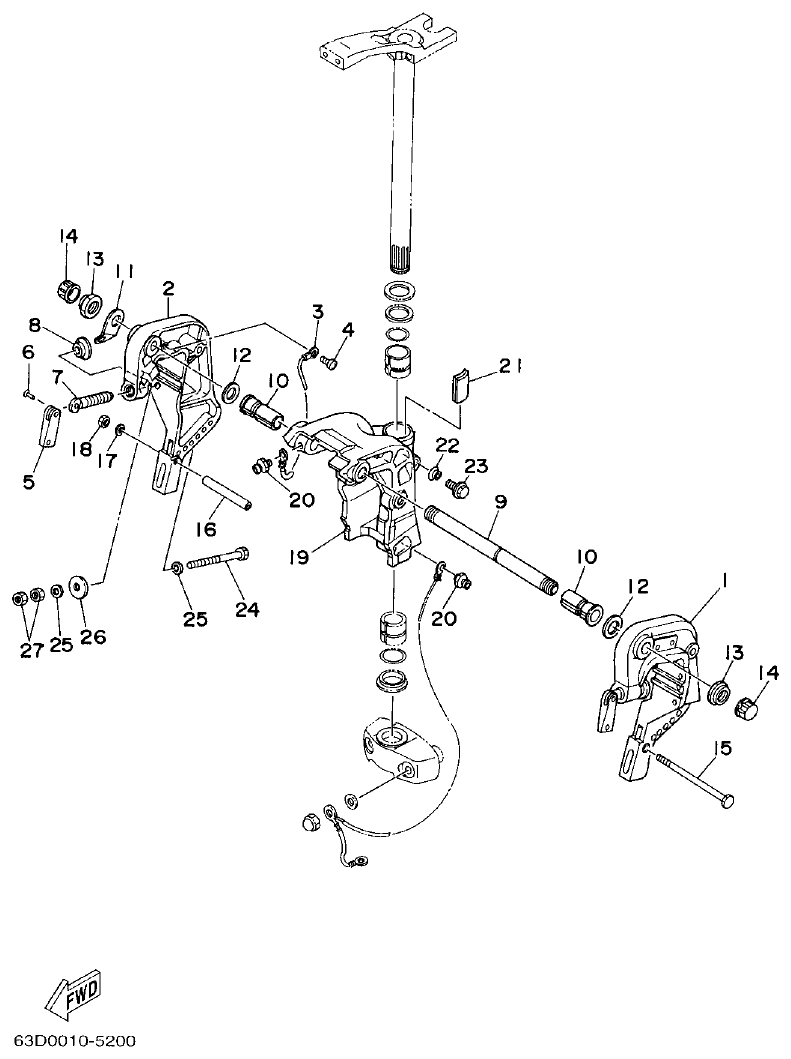 Yamaha 50HMHO BRACKET 2 parts diagram
