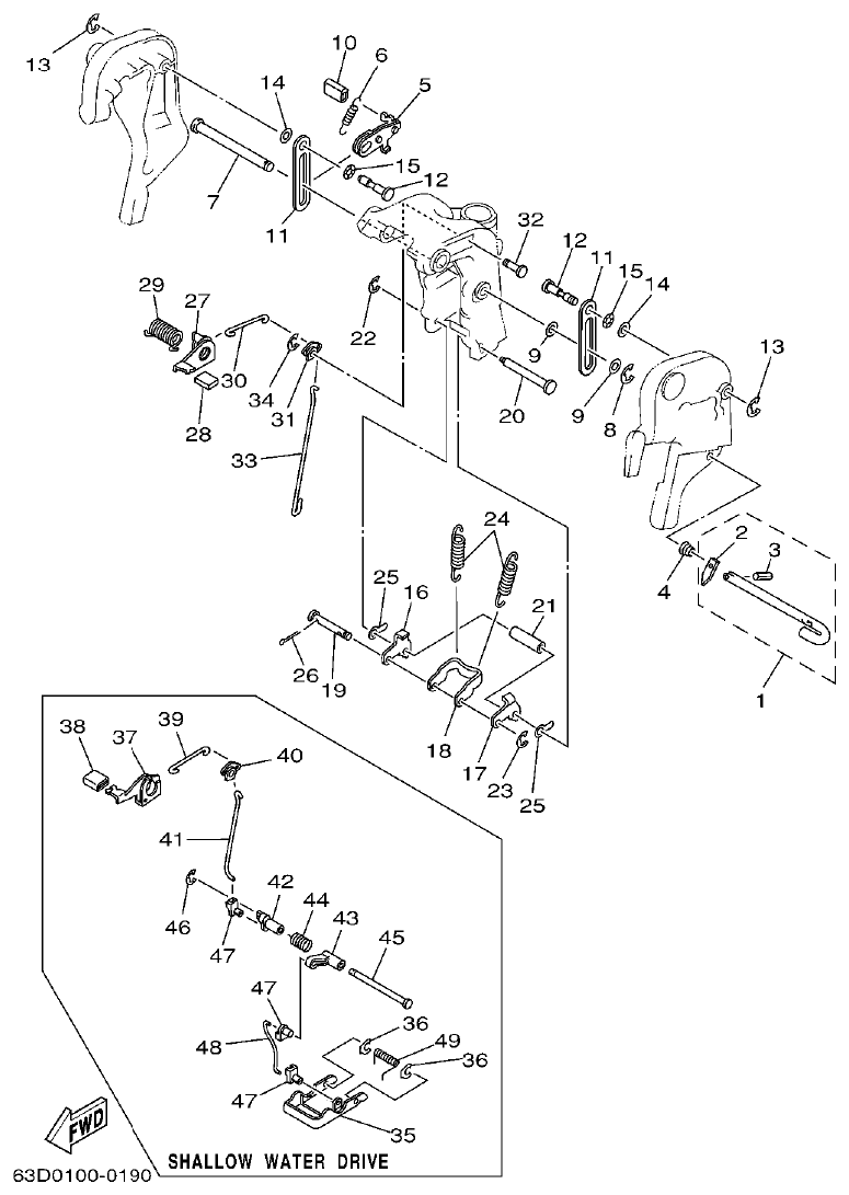 Yamaha 50HMHO BRACKET 3 parts diagram