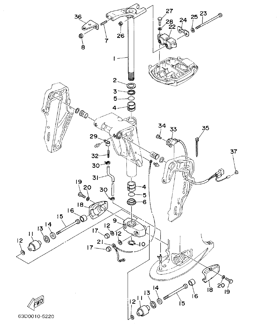 Yamaha 50HMHO BRACKET 4 parts diagram