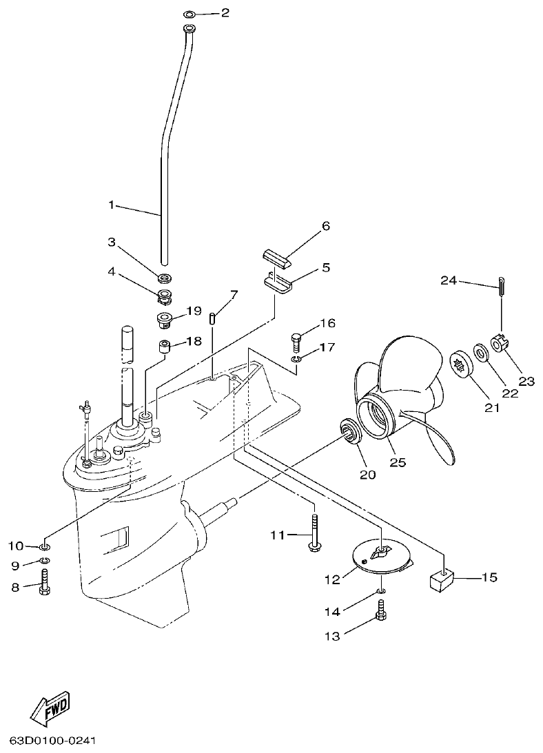 Yamaha 50HMHO LOWER CASING. DRIVE 2 parts diagram