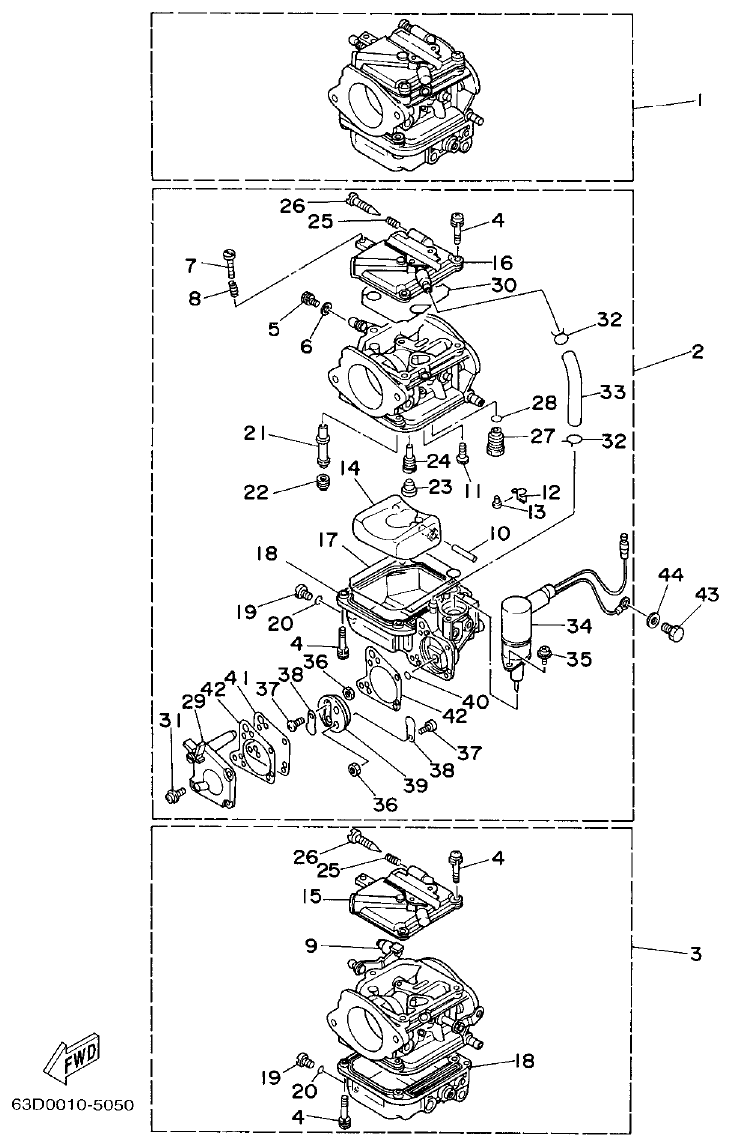 Yamaha 50HMHO CARBURETOR parts diagram