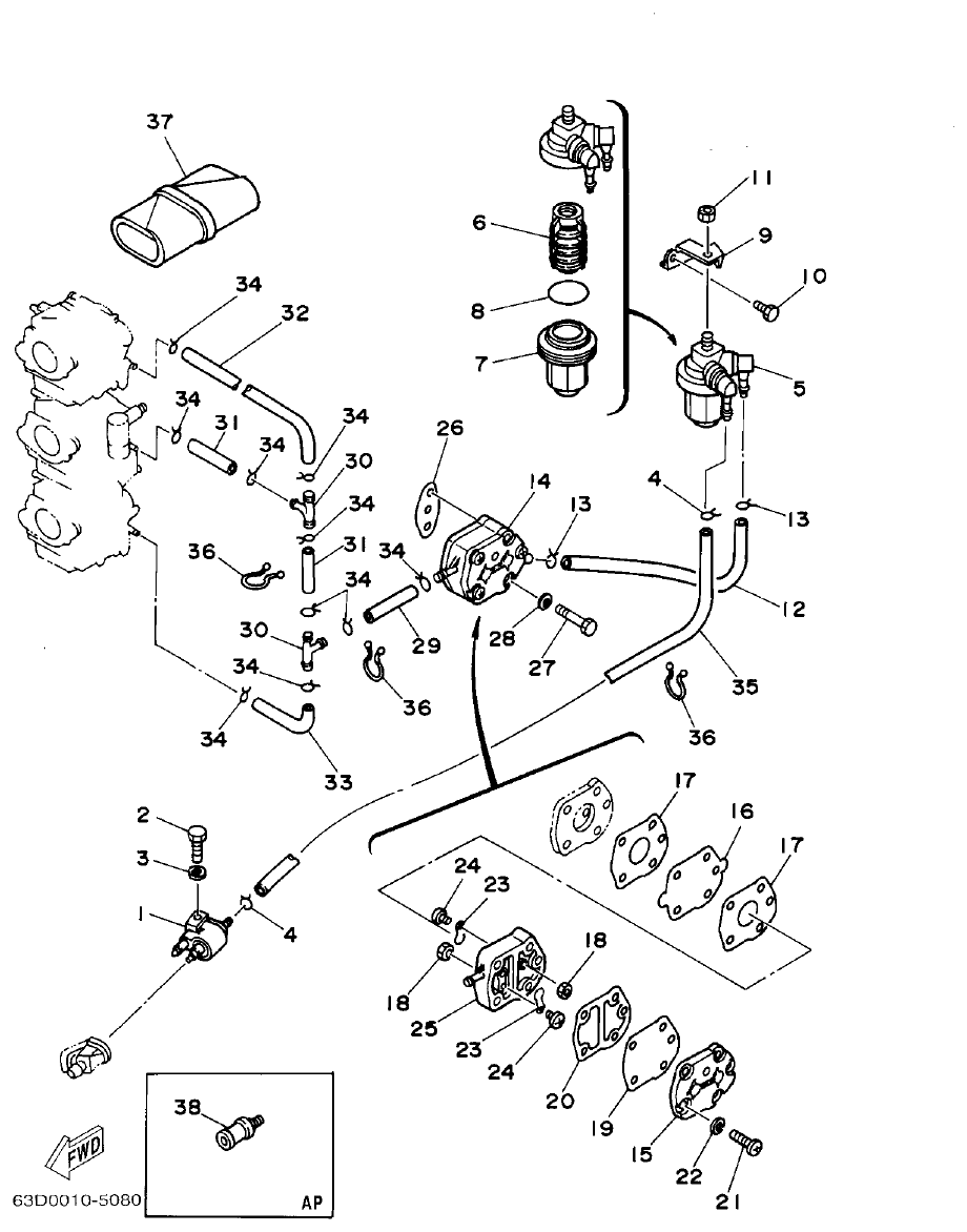 Yamaha 50HMHO FUEL parts diagram