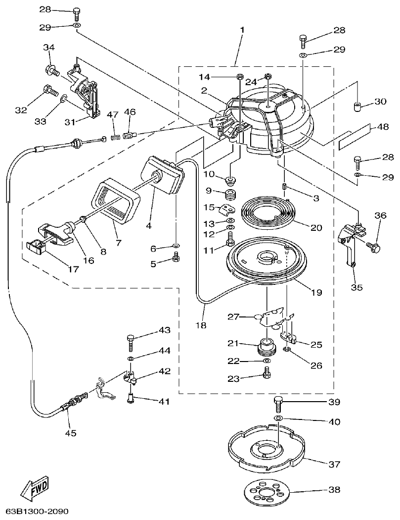 Yamaha 50HMHO STARTER parts diagram