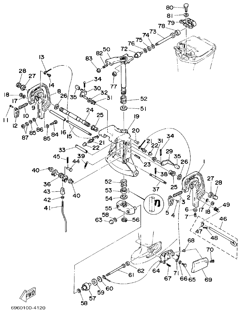 Yamaha E48C, E55C, 55B, E48CMH, E55CMH BRACKET 5 parts diagram