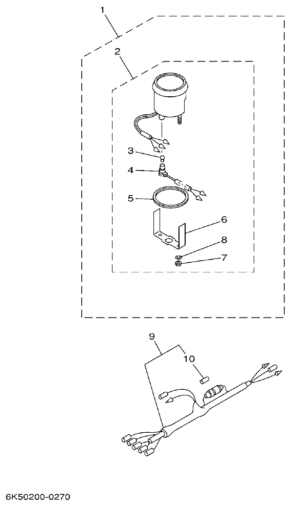 Yamaha E48C, E55C, 55B, E48CMH, E55CMH METER 1 parts diagram