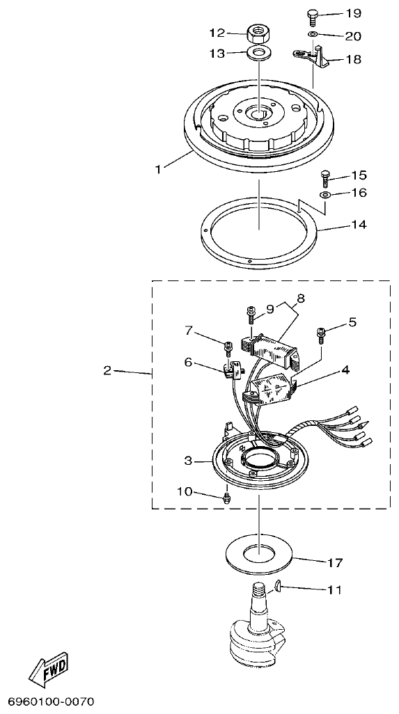 Yamaha E48C, E55C, 55B, E48CMH, E55CMH GENERATOR 2 parts diagram