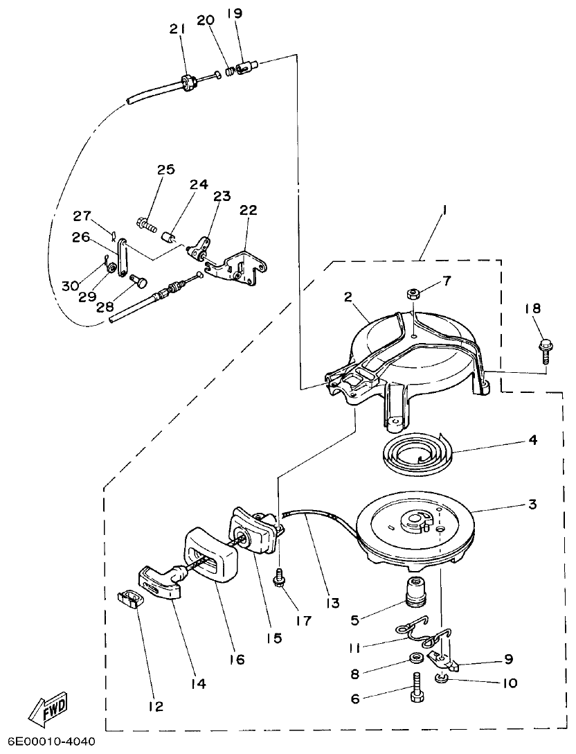 Yamaha 4AC, 4BC STARTER parts diagram