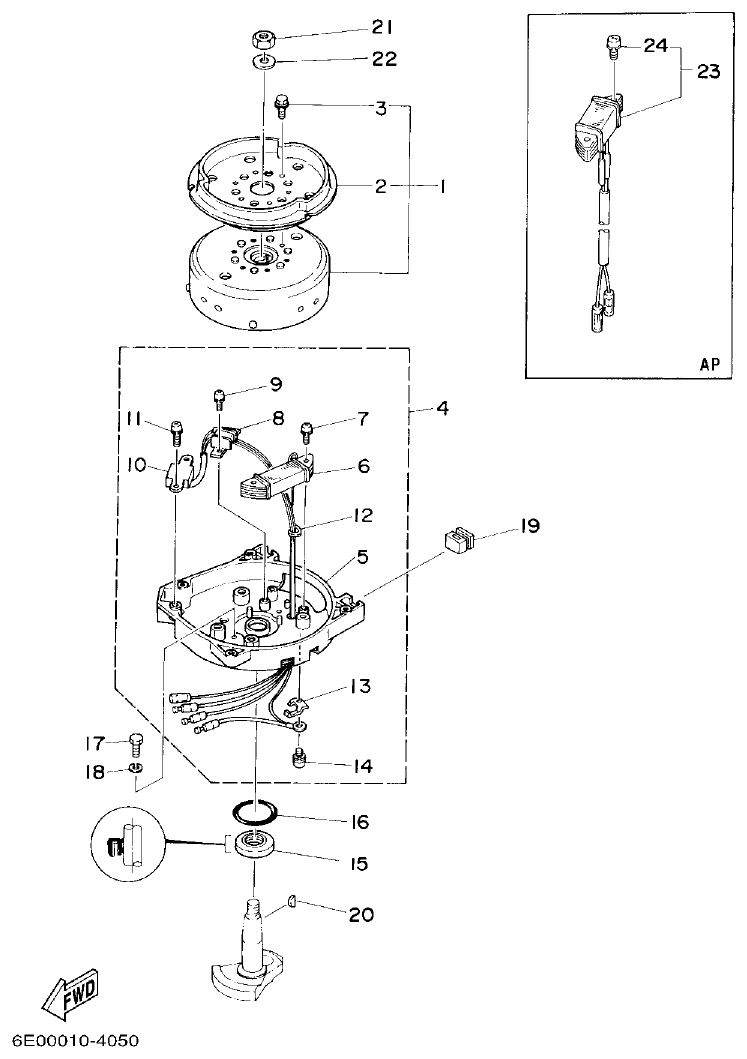Yamaha 4AC, 4BC GENERATOR parts diagram