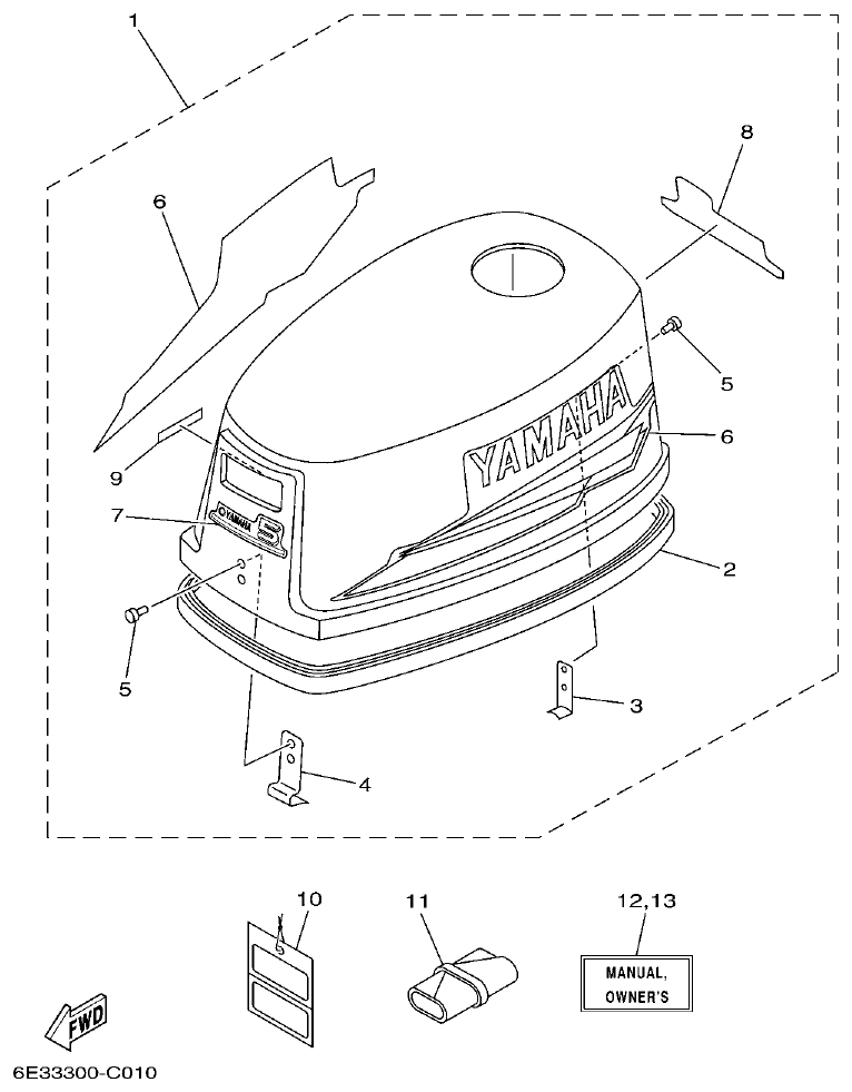 Yamaha 5CMH TOP COWLING parts diagram