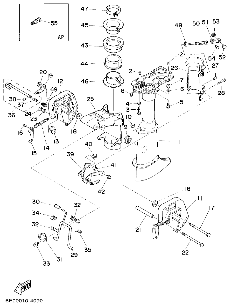 Yamaha 5CMH UPPER CASING & BRACKET parts diagram