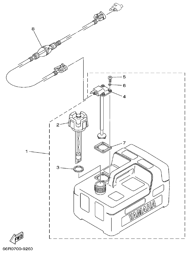 Yamaha 4AC FUEL TANK parts diagram