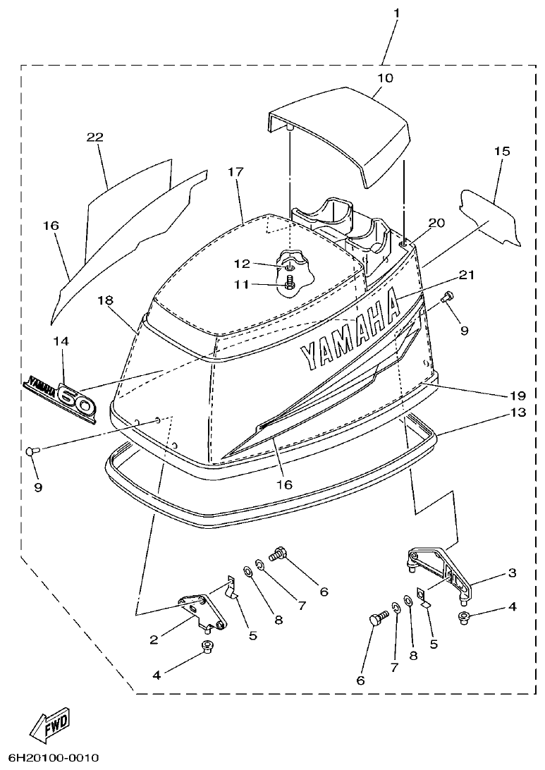 Yamaha 60F TOP COWLING parts diagram