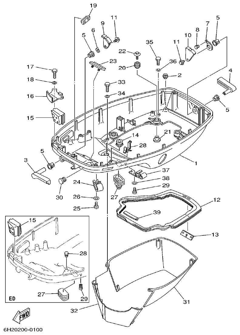 Yamaha 60F BOTTOM COWLING parts diagram