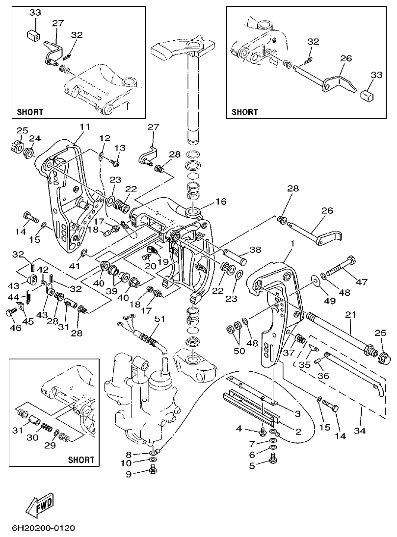 Yamaha 60F BRACKET 1 parts diagram