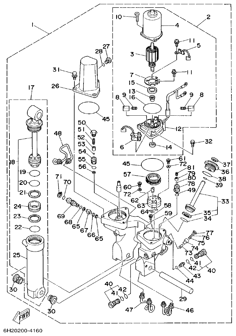 Yamaha 60F POWER TRIM & TILT ASSY 1 (SHORT) parts diagram