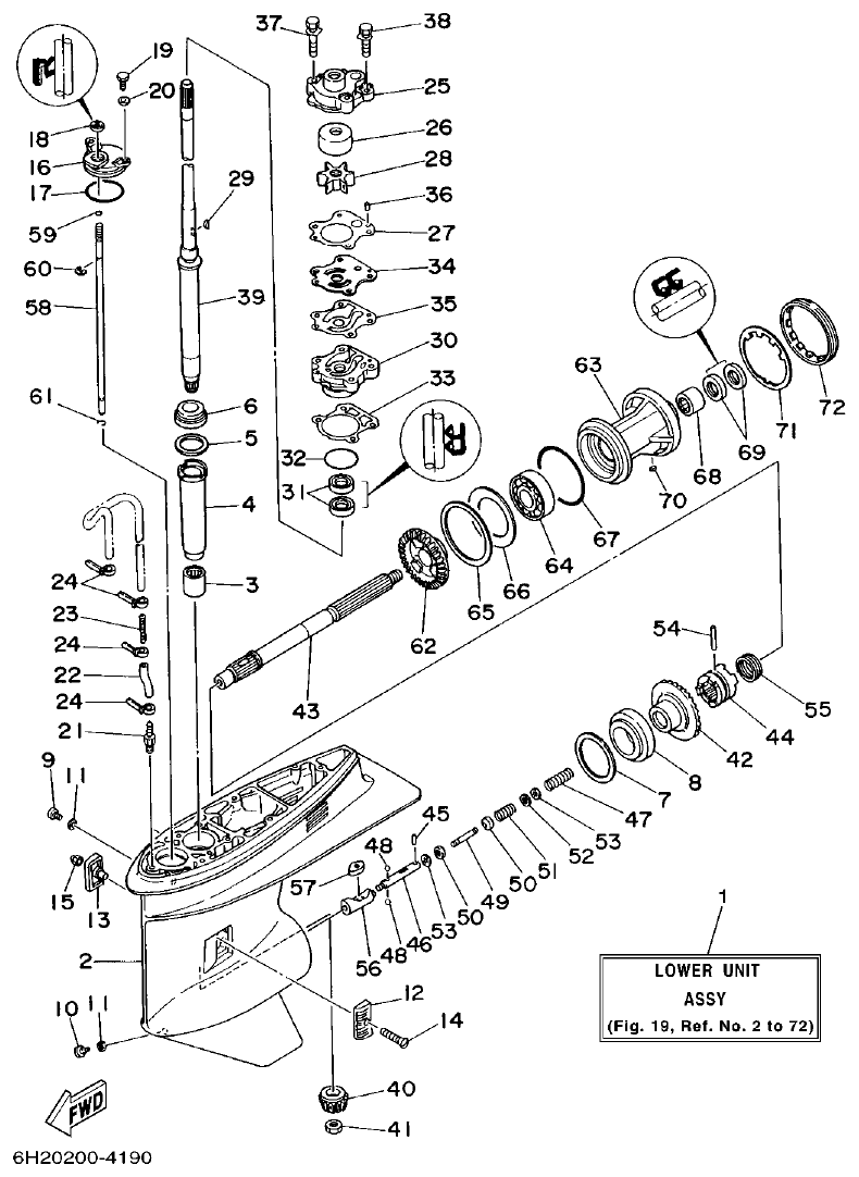 Yamaha 60F LOWER CASING. DRIVE 1 parts diagram