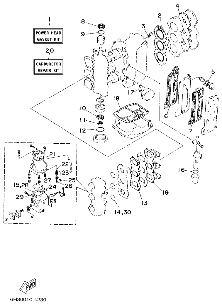 Yamaha 60F REPAIR KIT 1 parts diagram