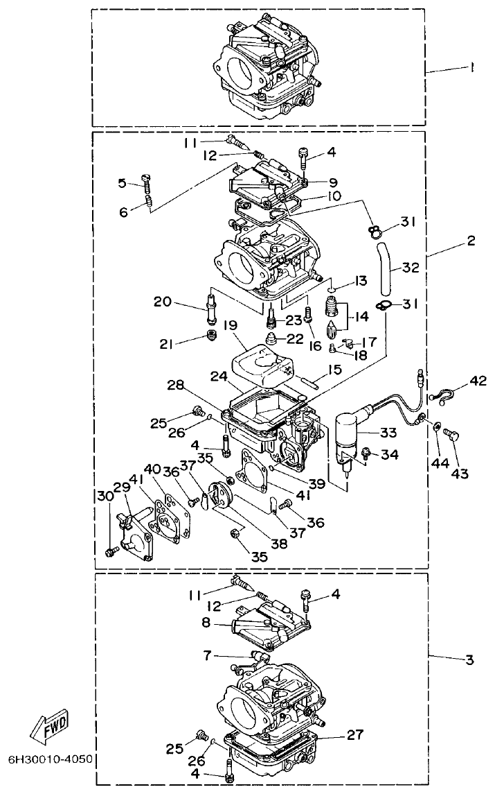 Yamaha 60F CARBURETOR parts diagram