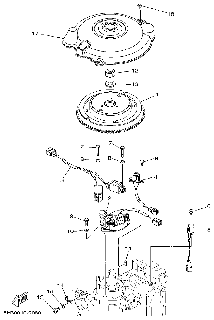 Yamaha 60F GENERATOR parts diagram
