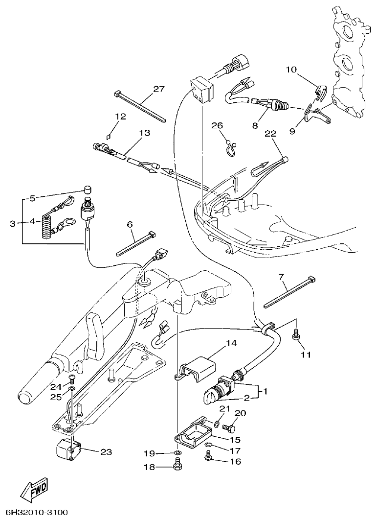 Yamaha 60FET, 60FED, 60FEHTO, 70BETO ELECTRICAL 2 parts diagram