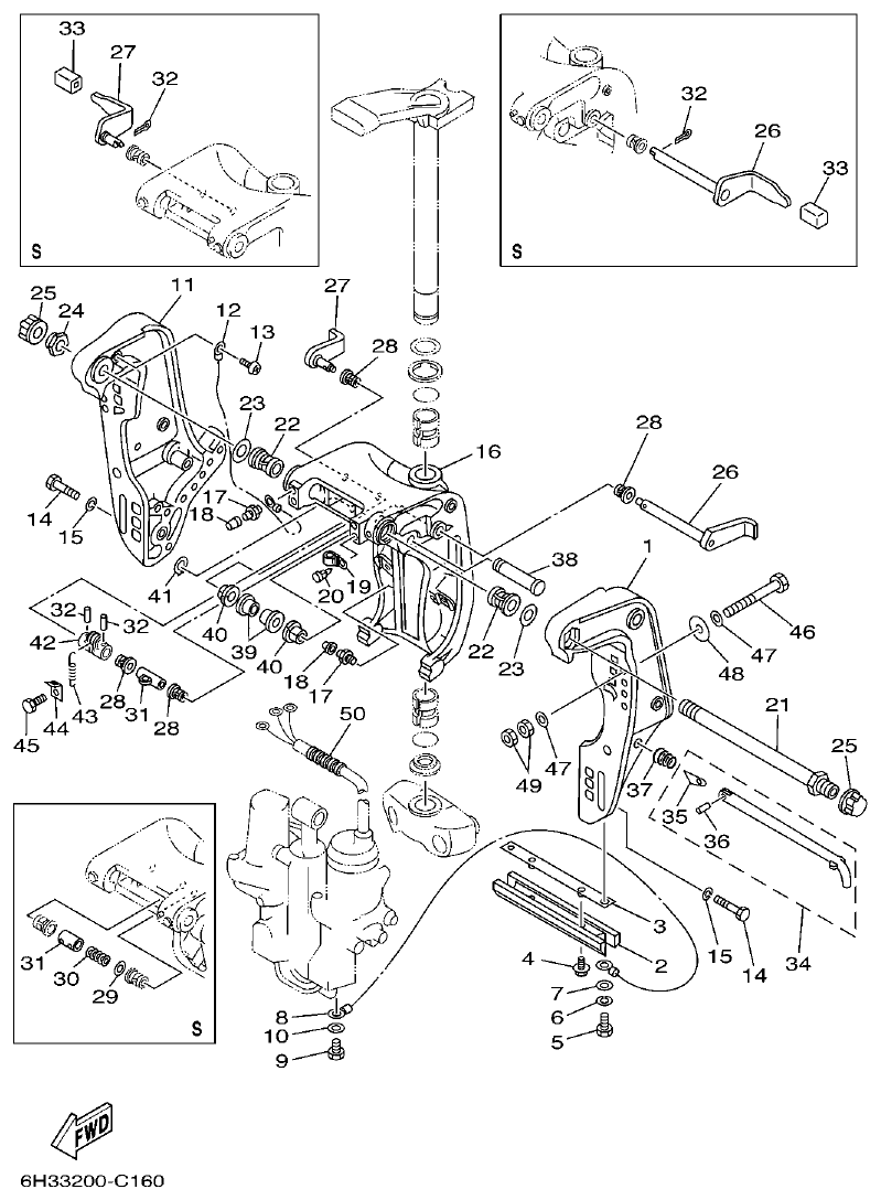 Yamaha 60FET, 60FED, 60FEHTO, 70BETO BRACKET 1 parts diagram