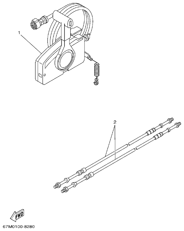 Yamaha 60FET, 60FED, 60FEHTO, 70BETO REMOTE CONTROL BOX parts diagram