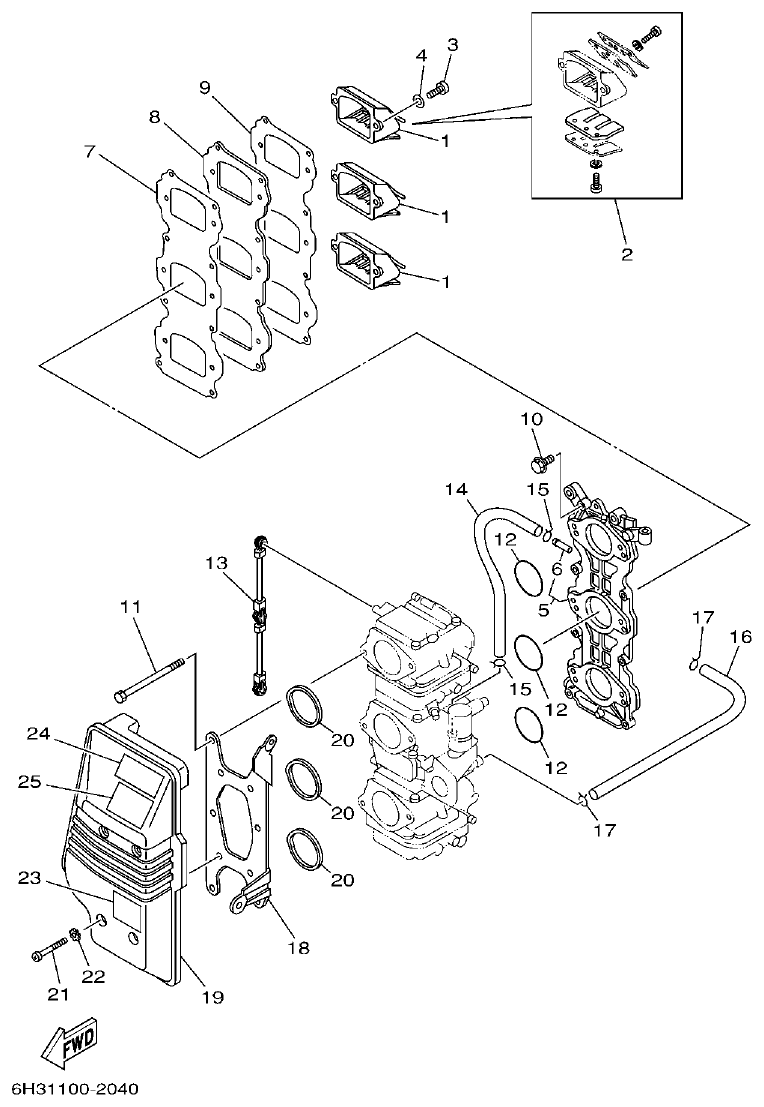 Yamaha 60FETO, 60FEDO, 70BETO INTAKE parts diagram