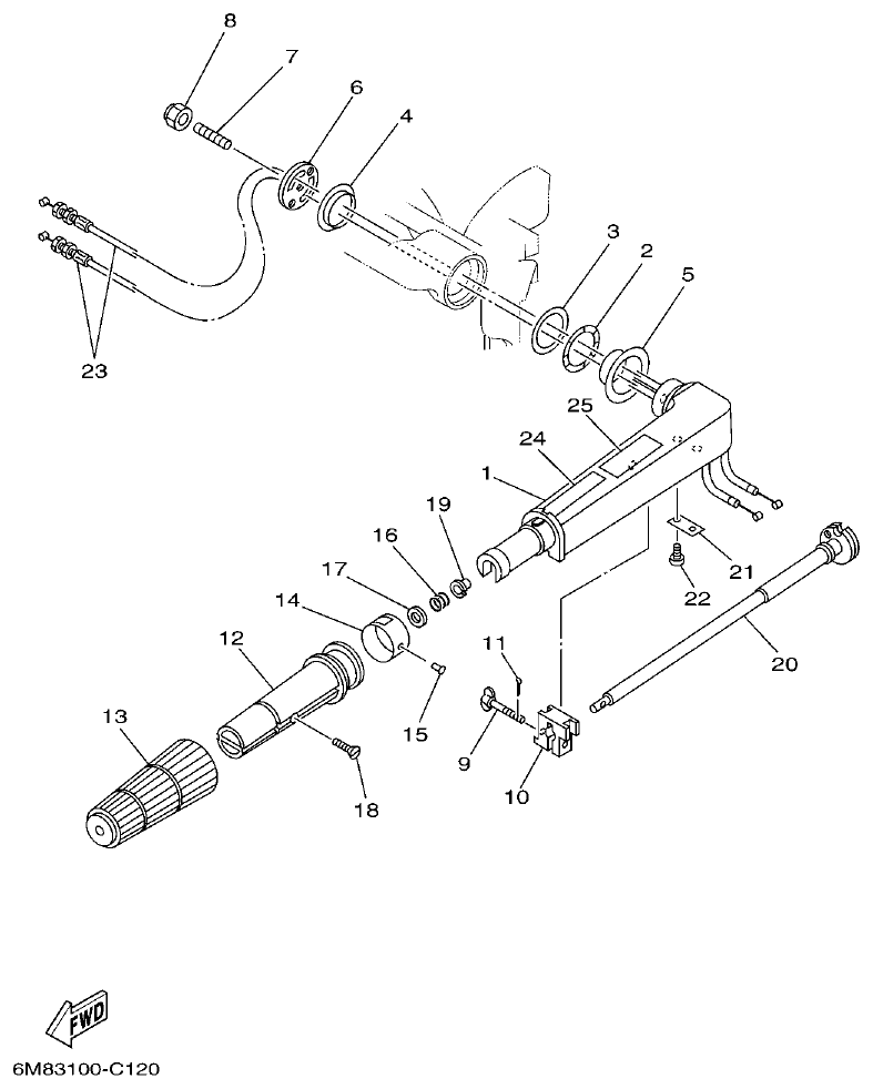 Yamaha 6CMH, 6DMH, 8CMH STEERING parts diagram