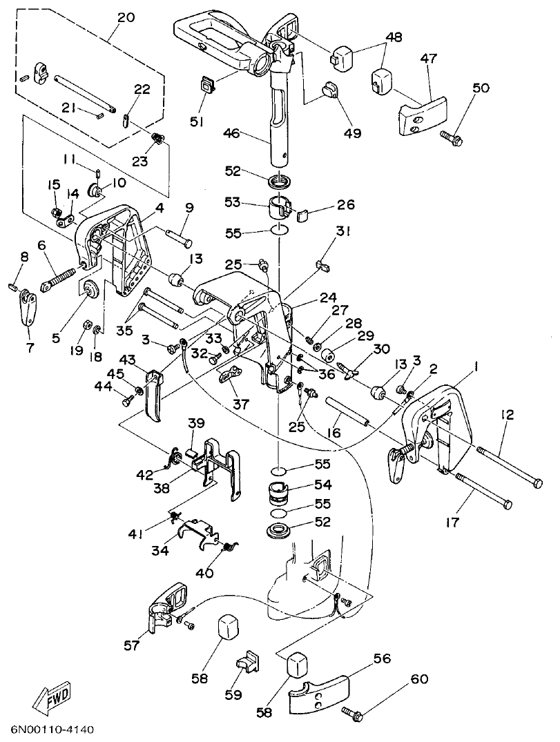 Yamaha 6CMH, 6DMH, 8CMH BRACKET parts diagram