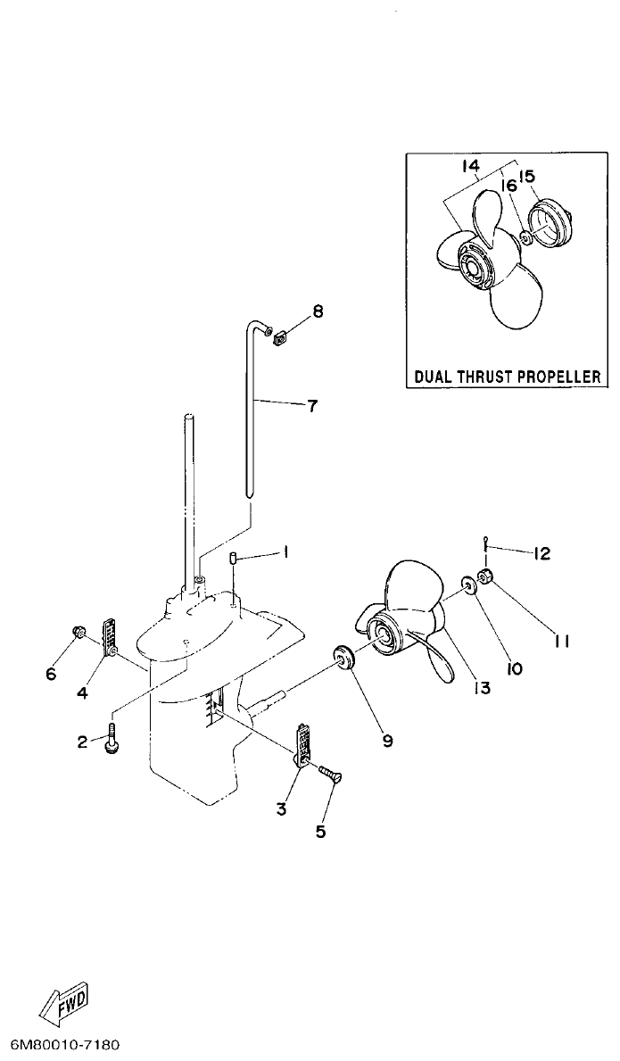 Yamaha 6CMH, 6DMH, 8CMH LOWER CASING & DRIVE 2 parts diagram