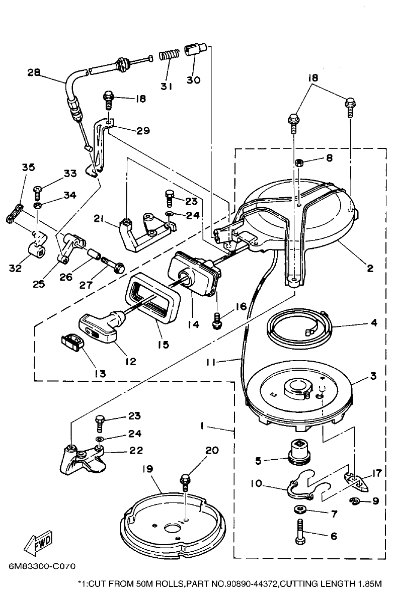 Yamaha 6CMH, 6DMH, 8CMH STARTER parts diagram