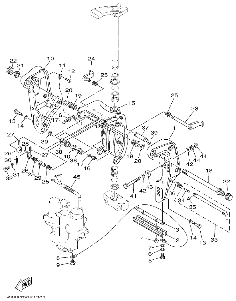 Yamaha 75A, 85A BRACKET 1 parts diagram