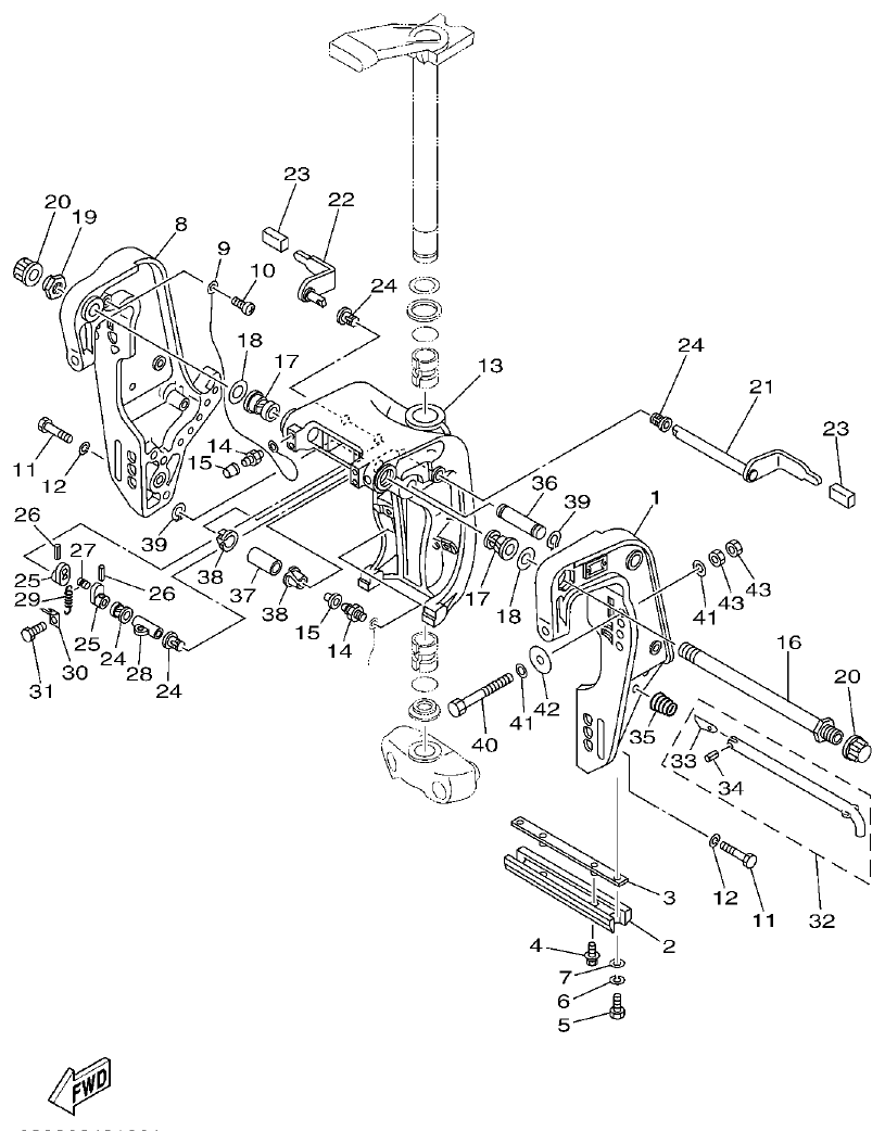 Yamaha 75A, 85A BRACKET 2 parts diagram