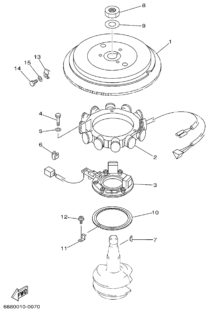 Yamaha 75A, 85A GENERATOR parts diagram