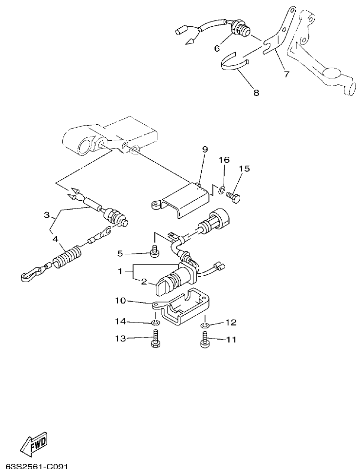 Yamaha 75A, 85A ELECTRICAL 2 parts diagram