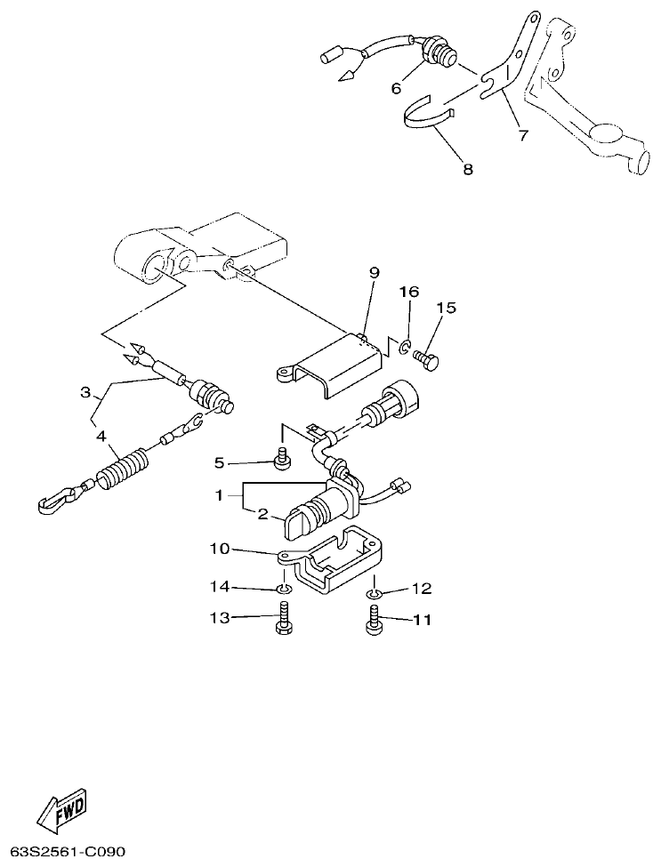 Yamaha 75A, 85A ELECTRICAL 2 parts diagram